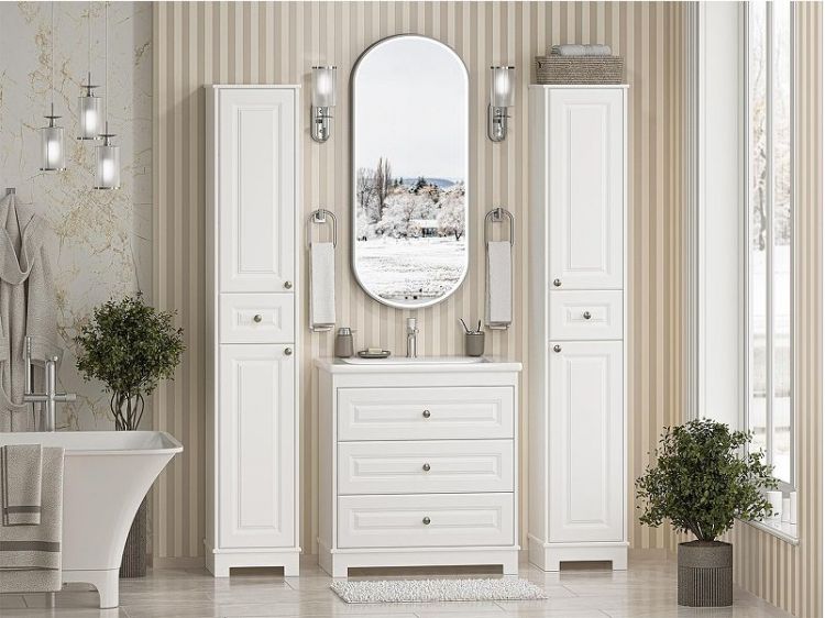 Шкаф пенал Misty Ларго 35 L Лар-05035-0101Л Белый матовый Шкаф пенал Misty Ларго 35 L Лар-05035-0101Л Белый матовый