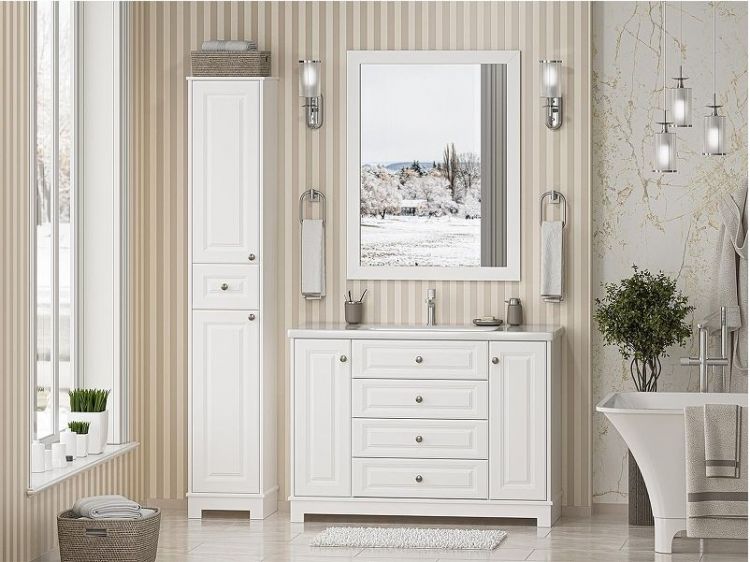 Шкаф пенал Misty Ларго 35 L Лар-05035-0101Л Белый матовый Шкаф пенал Misty Ларго 35 L Лар-05035-0101Л Белый матовый