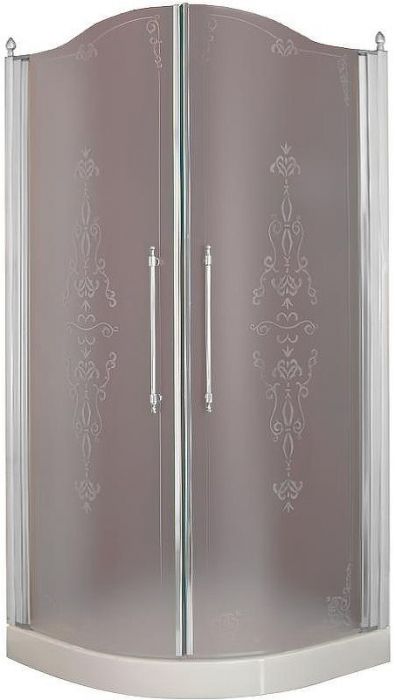 Душевой уголок Migliore Diadema 90x90 20419 профиль Хром стекло матовое с декором