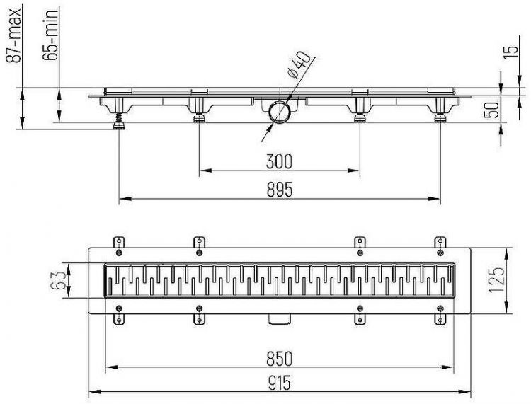 Душевой лоток Paini Medium 850 CH850MN с решеткой Хром Душевой лоток Paini Medium 850 CH850MN с решеткой Хром