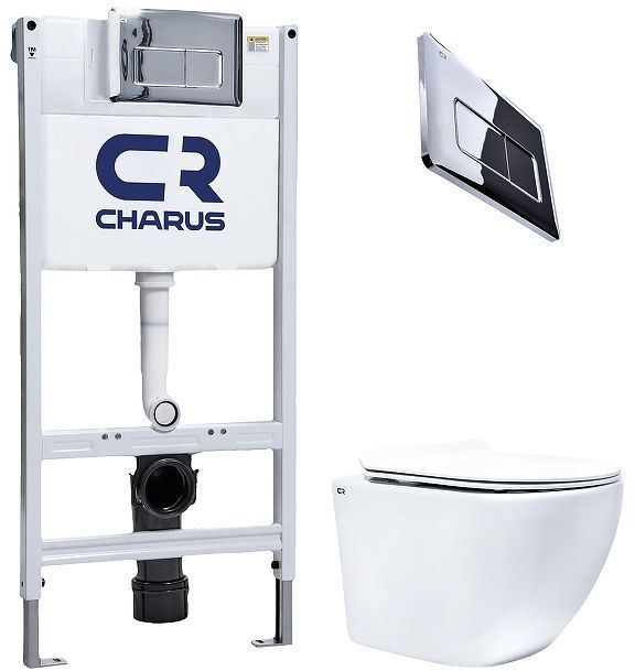 Комплект унитаза с инсталляцией Charus SET.200.120W.21.1 цвет Белый с сиденьем Микролифт и клавишей смыва цвет Хром глянцевый Комплект унитаза с инсталляцией Charus SET.200.120W.21.1 цвет Белый с сиденьем Микролифт и клавишей смыва цвет Хром глянцевый