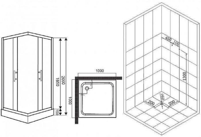 Душевой уголок Esbano ESR-8034 100x100 ESUGR8034 профиль Хром стекло рифленое