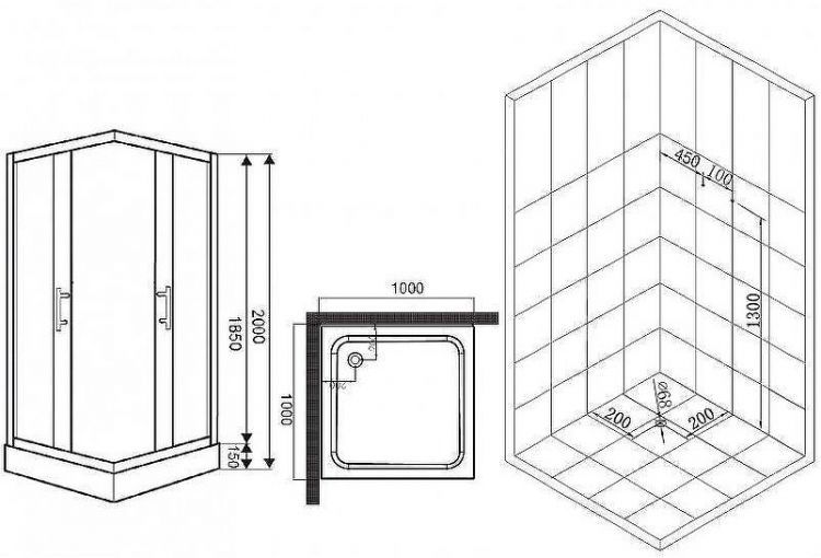 Душевой уголок Esbano ESR-8034 100x100 ESUGR8034 профиль Хром стекло рифленое