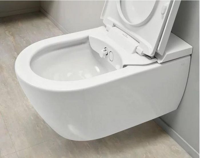 Унитаз биде Villeroy&Boch ViClean V0E200R1 подвесной цвет Альпийский белый с сиденьем Микролифт