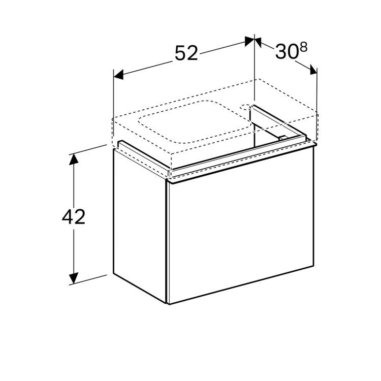 Тумба под раковину Geberit iCon XS, 52x31, платина [840054000]