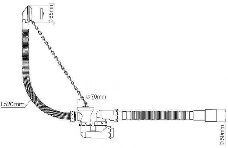 Слив-перелив Nova 1525 с пробкой на цепочке Хром