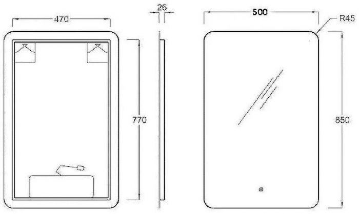 Зеркало Kerama Marazzi Pro 50 PRO.mi.50\WHT с подсветкой с сенсорным выключателем