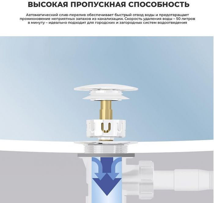 Слив-перелив Wellsee Useful Extras 231912000 click-clack цвет Белый глянцевый