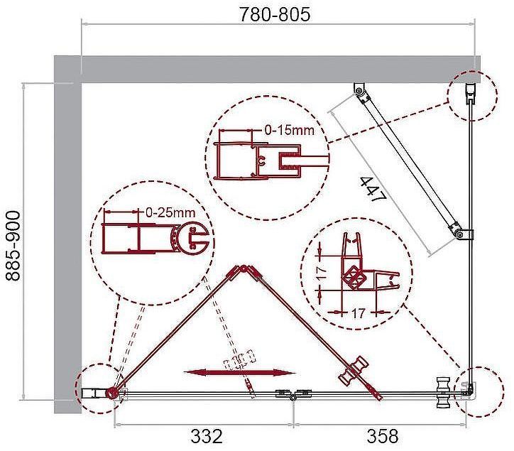 Душевой уголок BelBagno Albano 80х90 ALBANO-ASH-1-80/90-C-Cr профиль Хром стекло прозрачное