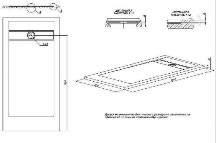 Душевой поддон из искусственного камня Allen Brau Infinity 160x80 8.21006-AM Антрацит