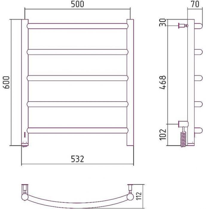 Электрический полотенцесушитель Сунержа Галант 4.0 600x500 L 31-0830-6050 Черный матовый