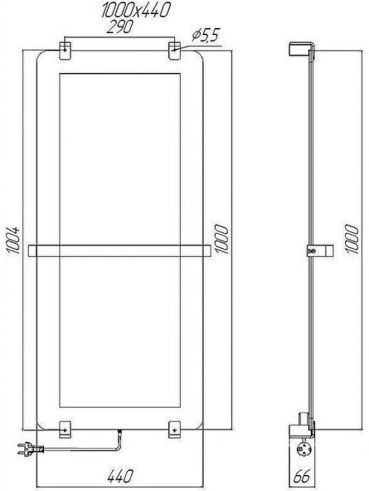 Электрический полотенцесушитель Allen Brau Infinity 44x100 8.21002.GL зеркальный
