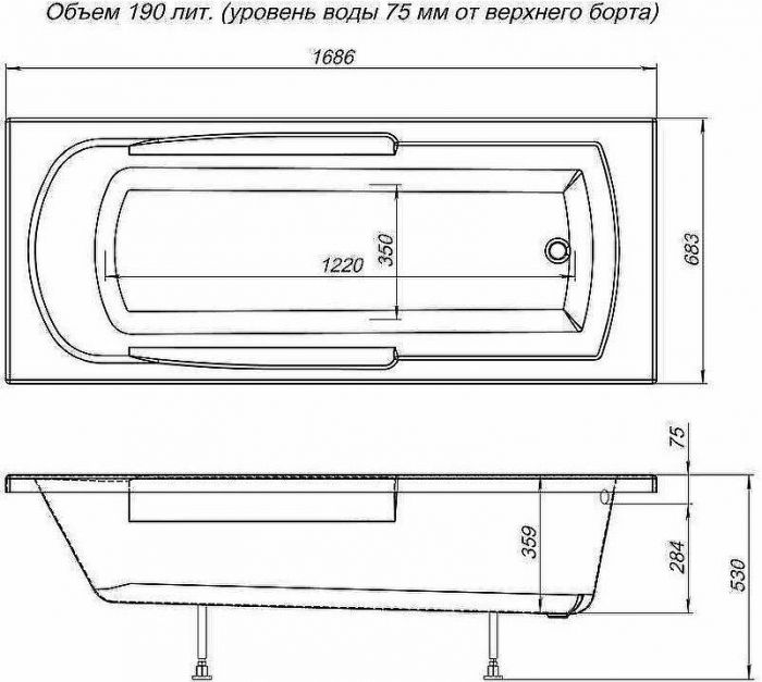 Акриловая ванна Aquanet Extra 170x70 205482 без гидромассажа