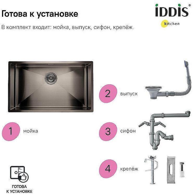 Кухонная мойка Iddis Edifice 74 EDI74G0i77 Графит