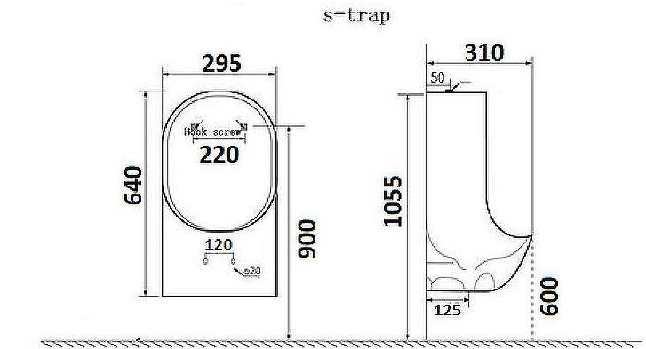 Писсуар CeramaLux Х541S подвесной Белый