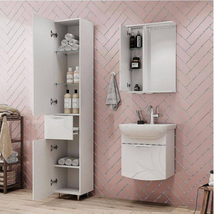 Зеркало со шкафом Volna Adel 50 L zsADEL50.L-01 с подсветкой Белое