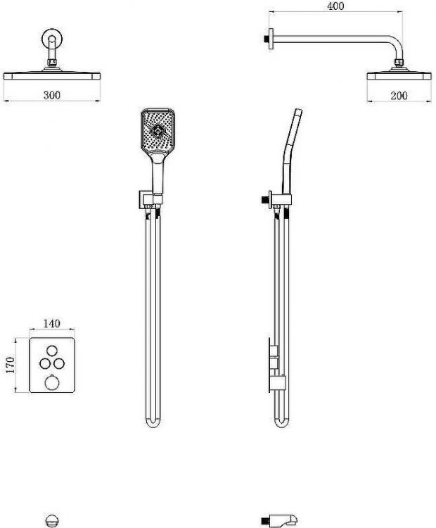 Душевая система beWash BV3ITSS222 с термостатом Белая матовая