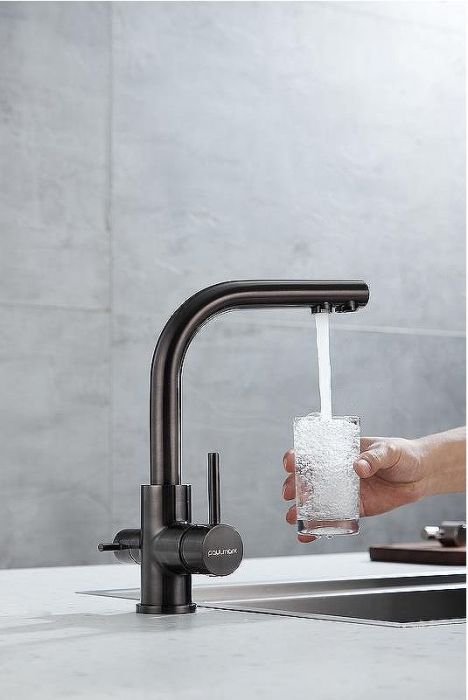 Смеситель для кухни Paulmark Essen Es213011-GM Вороненая сталь