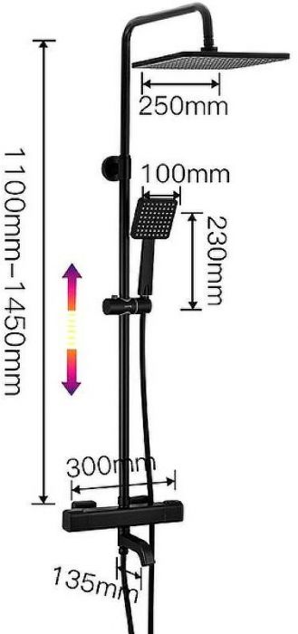 Душевая система Gappo G2491-6 с термостатом Черная матовая