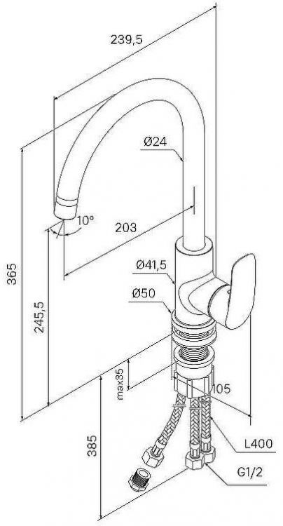 Смеситель для кухни Milardo Rora RORBLFJM05 Черный матовый Смеситель для кухни Milardo Rora RORBLFJM05 Черный матовый