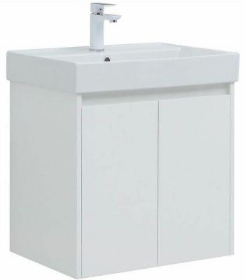 Тумба с раковиной Aquanet Nova Lite 60 302523 подвесная Белый глянец
