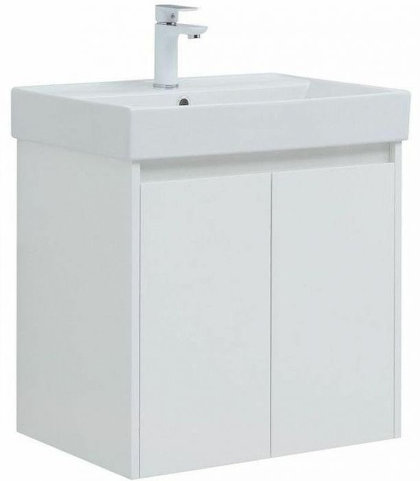 Тумба с раковиной Aquanet Nova Lite 60 302523 подвесная Белый глянец