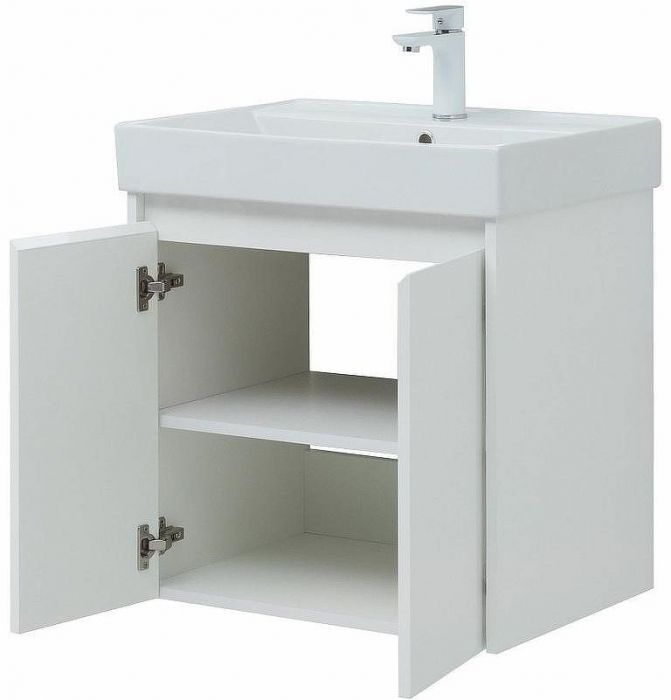 Тумба с раковиной Aquanet Nova Lite 60 302523 подвесная Белый глянец