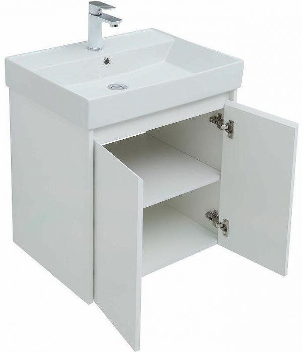 Тумба с раковиной Aquanet Nova Lite 60 302523 подвесная Белый глянец