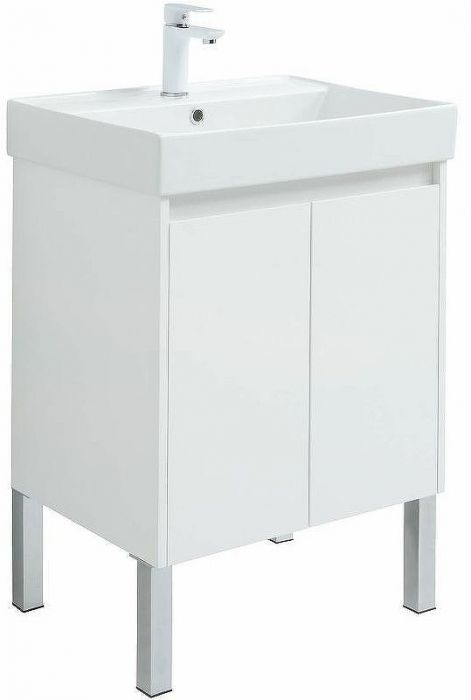 Тумба с раковиной Aquanet Nova Lite 60 302523 подвесная Белый глянец