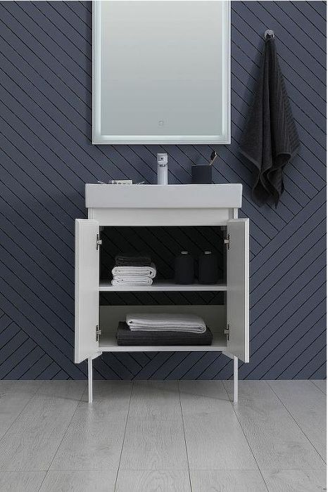 Тумба с раковиной Aquanet Nova Lite 60 302523 подвесная Белый глянец