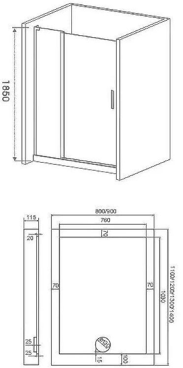 Душевая дверь Good Door Pandora WTW-140-T-CH 140 профиль Хром стекло с узором Тростник