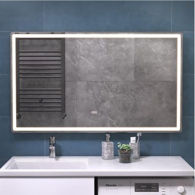 Зеркало Vigo Geometry Luxe 120 212 с подсветкой с бесконтактным выключателем с диммером с подогревом и часами