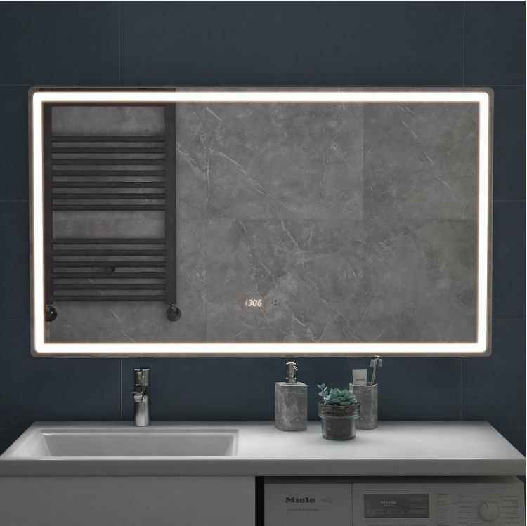 Зеркало Vigo Geometry Luxe 120 212 с подсветкой с бесконтактным выключателем с диммером с подогревом и часами