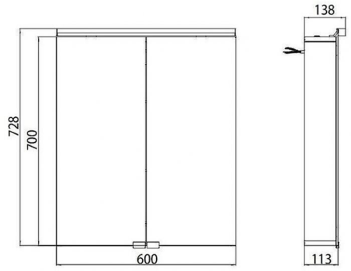 Зеркальный шкаф Emco Flat 60 9797 050 63 с подсветкой Серебро