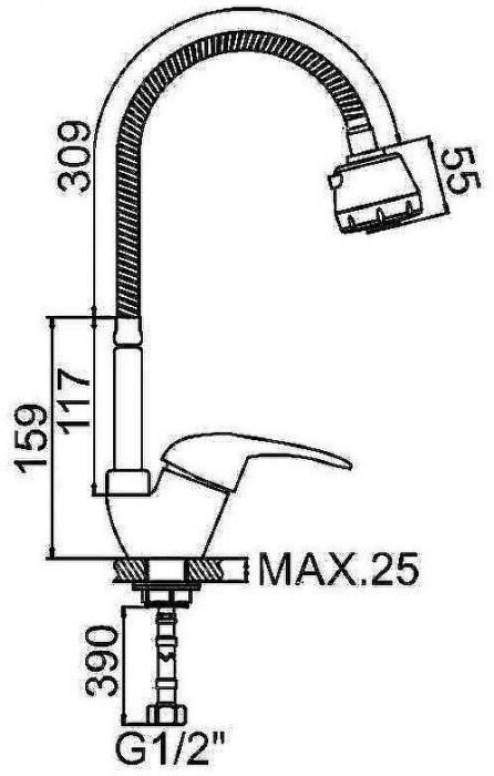 Смеситель для кухни Ledeme H02-B 4302-BL Хром