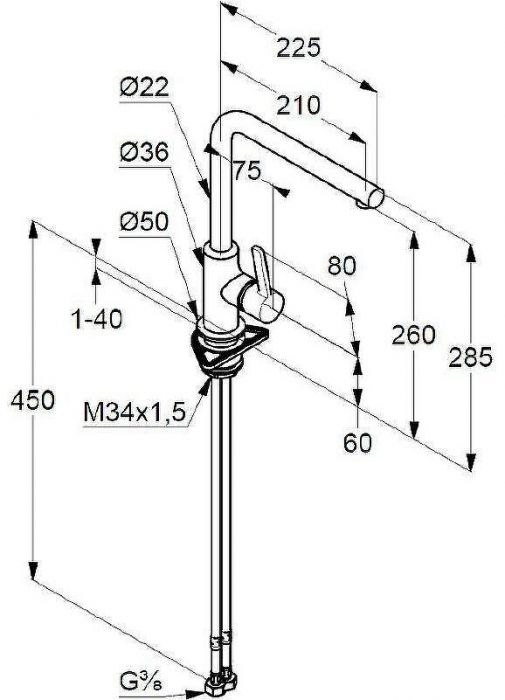 Смеситель для кухни Kludi L-ine S 408033975 Черный матовый