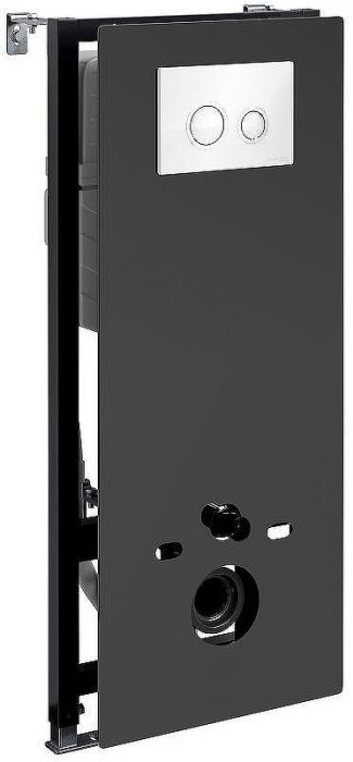 Инсталляция WasserKRAFT Abens 20TLT.010.ME.BL.WH01 для унитаза Черное стекло с Белой клавишей смыва