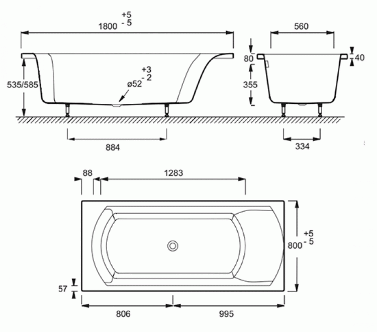 Акриловая ванна 180х80 Jacob Delafon Odeon Up E6D022-00