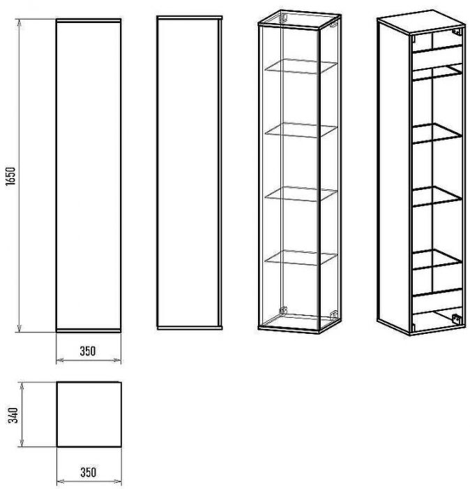 Шкаф пенал Brevita Savoy 35 SAV-05035-030 подвесной Черный матовый