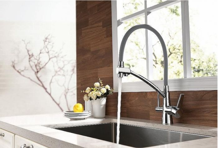 Смеситель для кухни Lemark Comfort LM3071C-Gray Хром Серый