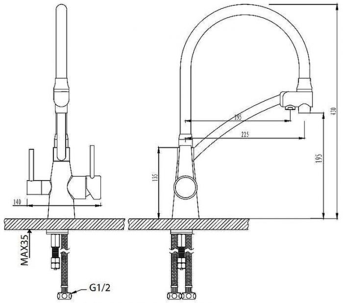 Смеситель для кухни Lemark Comfort LM3071C-Gray Хром Серый