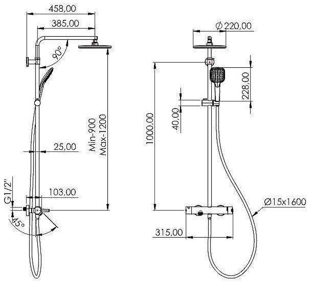 Душевая система Teska Galaxy Mix DK1009 цвет Черный