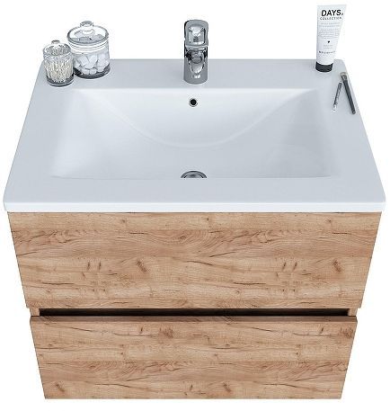 Тумба с раковиной SanVit Кубэ-2 60 kkube2060dub подвесная цвет Дуб