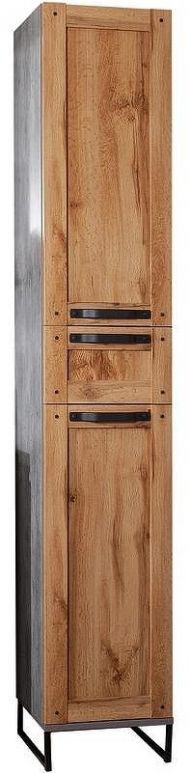 Шкаф пенал Бриклаер Лофт 35 4627125413360 с бельевой корзиной Метрополитен грей