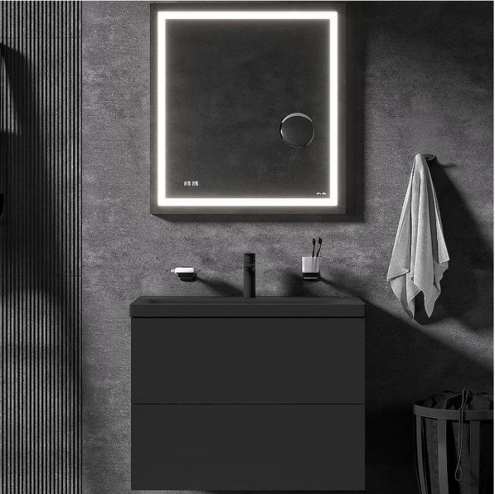 Комплект мебели для ванной AM.PM Gem 75 BK90GN подвесной Черный матовый со смесителем для раковины и аксессуарами