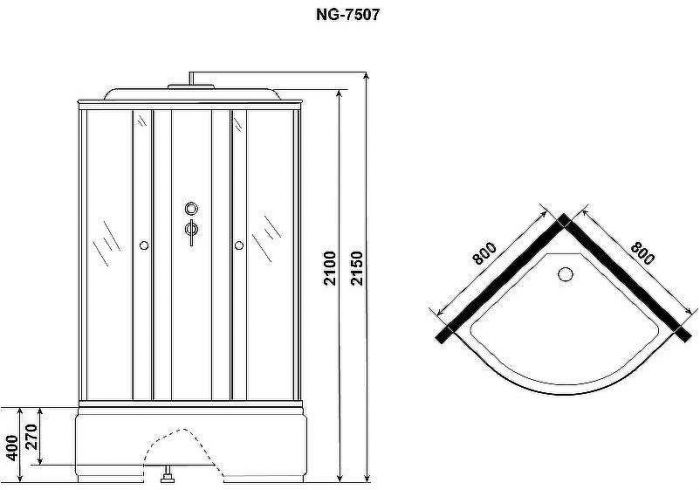 Душевая кабина Niagara Eco 80x80 E80/40/TN без гидромассажа