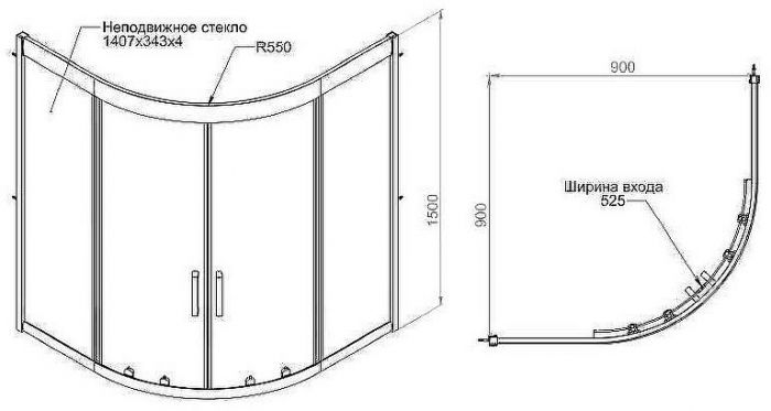 Душевой уголок AM.PM Gem 90х90 W90G-401A090BT профиль Черный матовый стекло прозрачное
