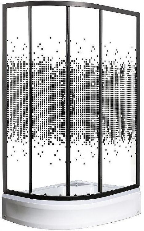 Душевой уголок Мономах ДУ 100x80 МЗ BL 10000008626 профиль Черный матовый стекло прозрачное с рисунком