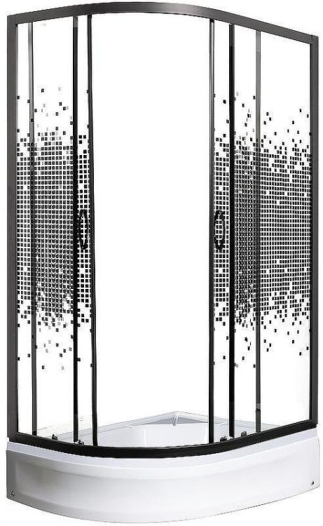 Душевой уголок Мономах ДУ 100x80 МЗ BL 10000008626 профиль Черный матовый стекло прозрачное с рисунком