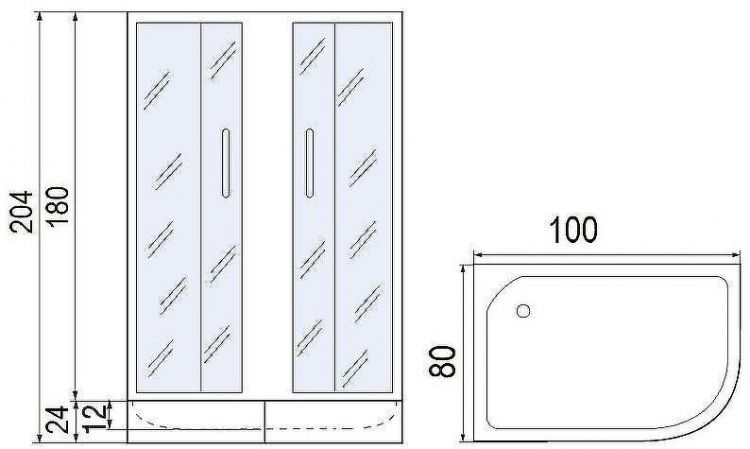 Душевой уголок Мономах ДУ 100x80 МЗ BL 10000008626 профиль Черный матовый стекло прозрачное с рисунком
